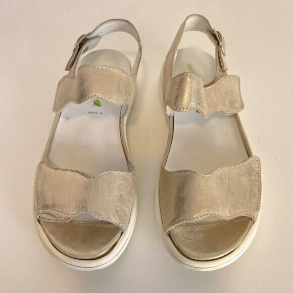 Waldlaufer Sina Metallic Silver Leather Comfort Sandals - Picture 3 of 8